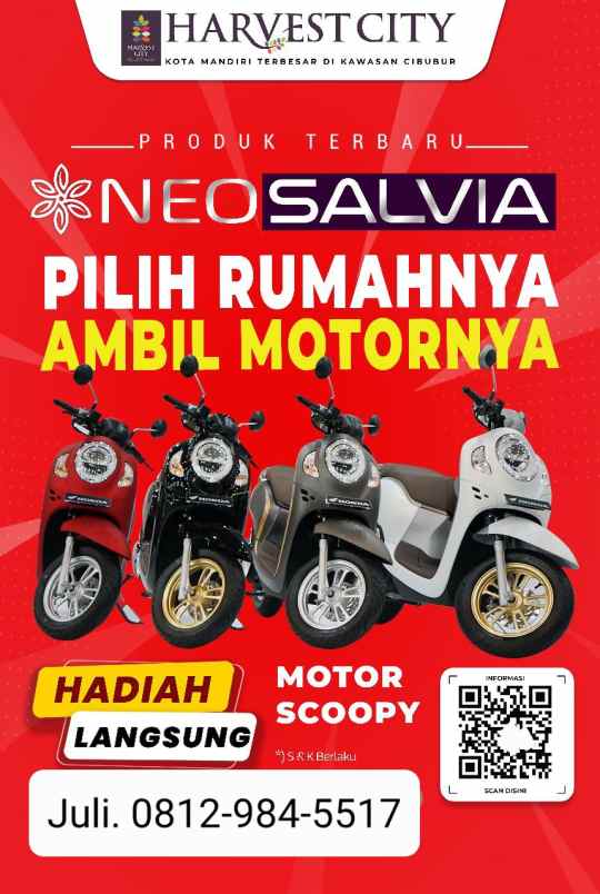 rumah 2 lantai bonus motor scoopy bawa langsung