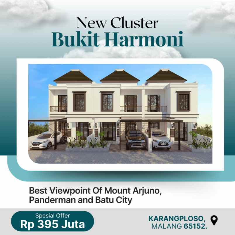 rumah 2 lantai view gunung kota batu di karangploso