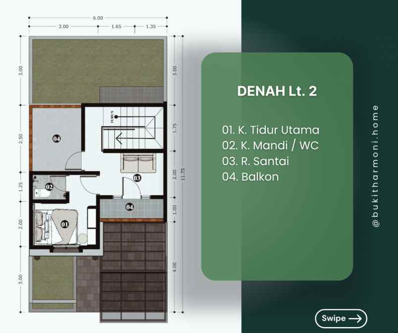 rumah 2 lantai view gunung kota batu di karangploso