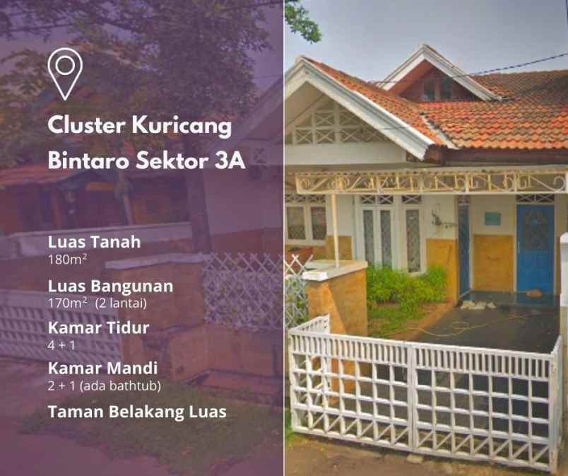 rumah 200 m2 di bintaro tangerang selatan banten