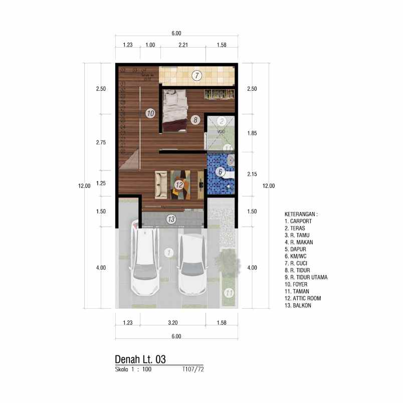 rumah 3 lantai 3 kamar tengah kota malang