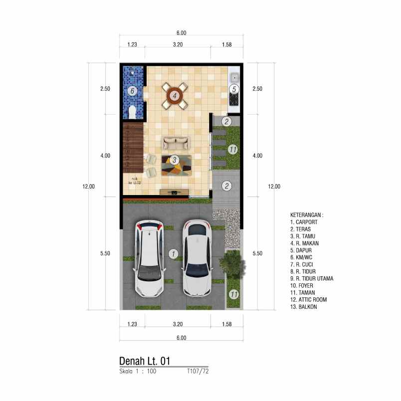 rumah 3 lantai 3 kamar tengah kota malang