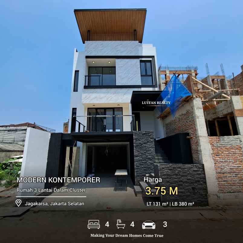 rumah modern kontemporer jagakarsa dalam cluster