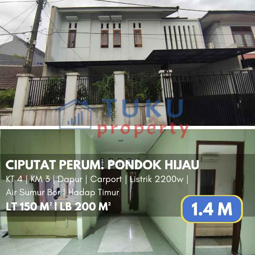 rumah secondary 2 lt ciputat murah 1 4m