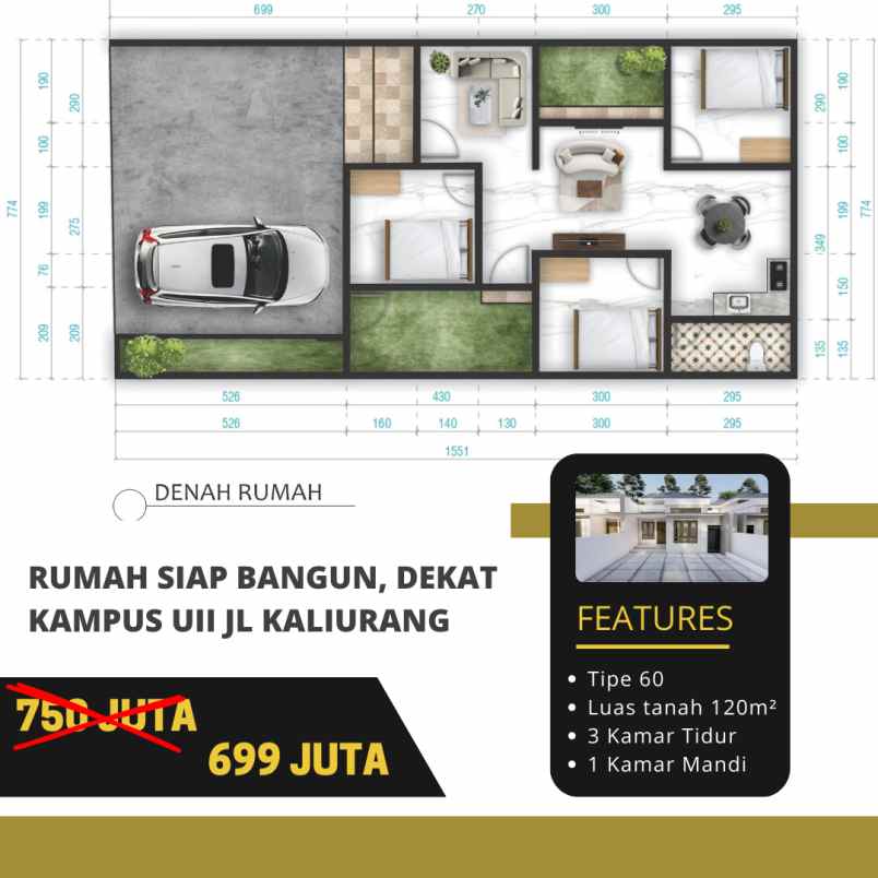 rumah siap bangun dekat kampus uii jl kaliurang