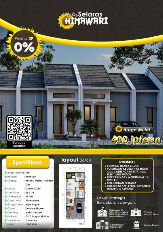 rumah tanpa dp free biaya di bekasi