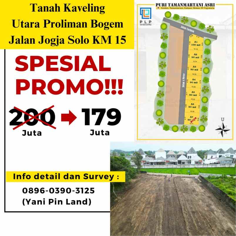 tanah murah area proliman bogem jalan jogja solo km 15