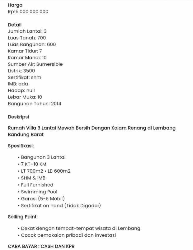 villa lembang bandung utara mewah view keren