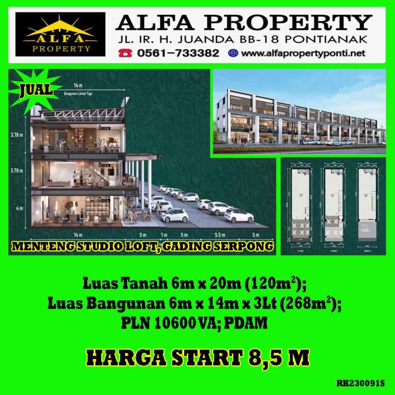 alfa property ruko menteng studio loft gading serpong