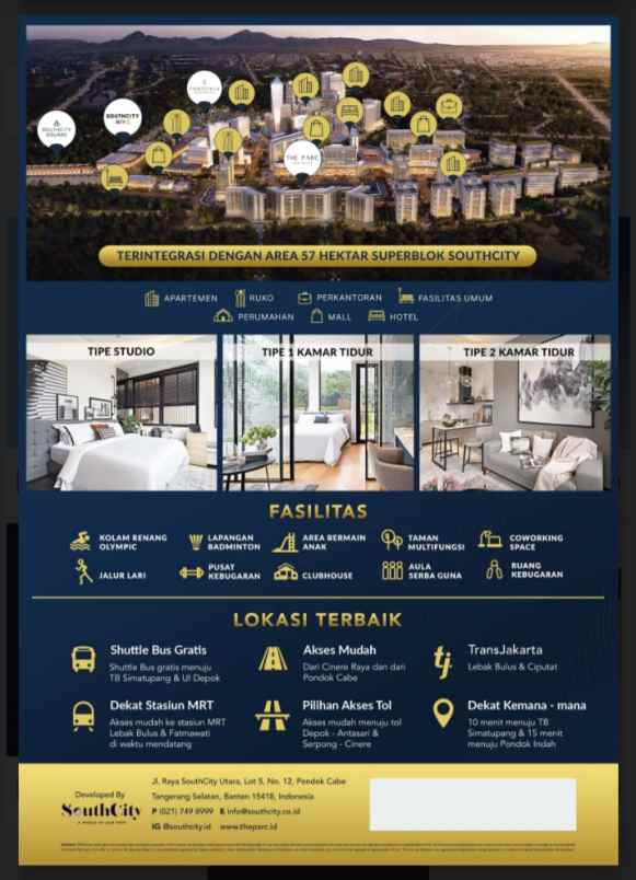 apartemen di pondok cabe fasilitas mal hotel cafe dll