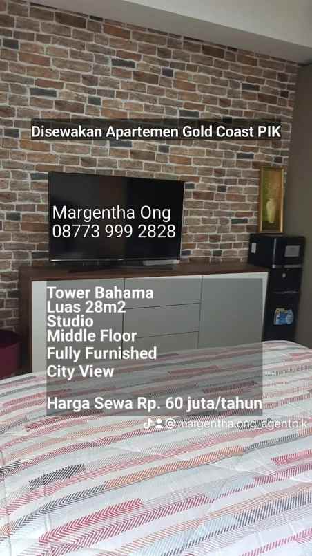 apartemen gold coast pik tower bahama furnished