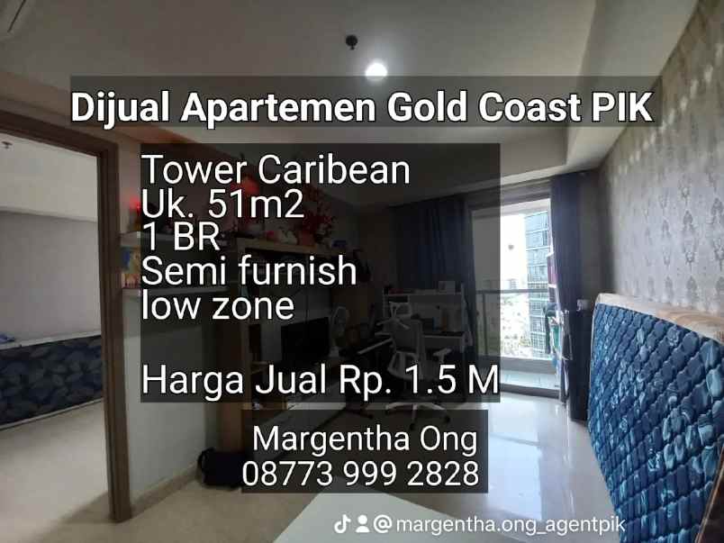 apartemen gold coast pik tower caribean semi furnish