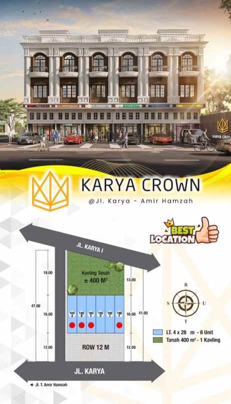 dijual ruko gudang kantor jalan karya adam malik