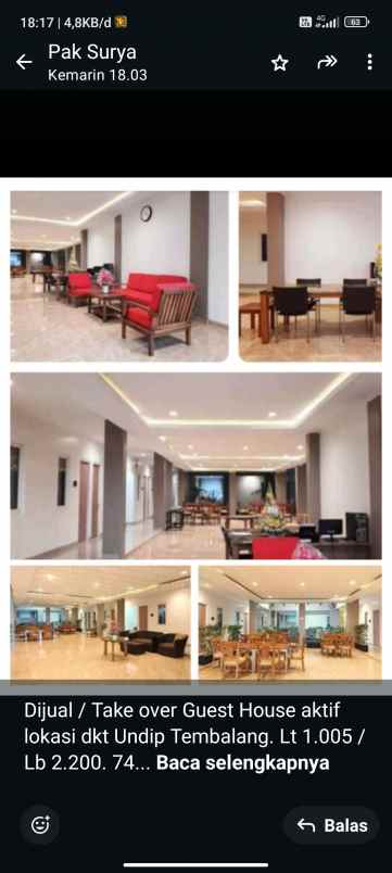 dijual ruko gudang kantor undip