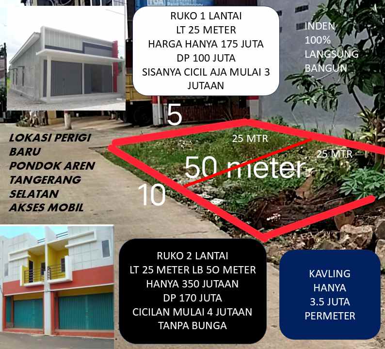 dijual ruko sia bangun