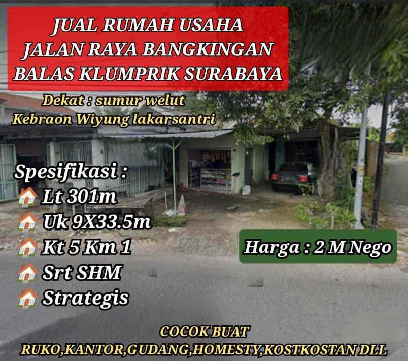 dijual rumah bangkingan balasklumprik