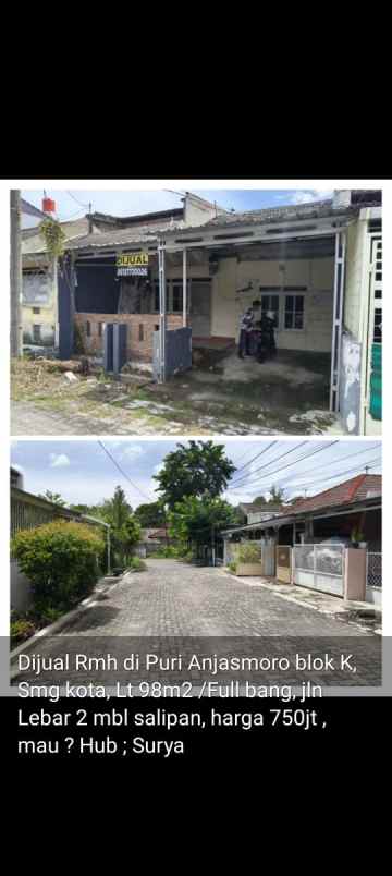 dijual rumah di puri anjasmoro sembar