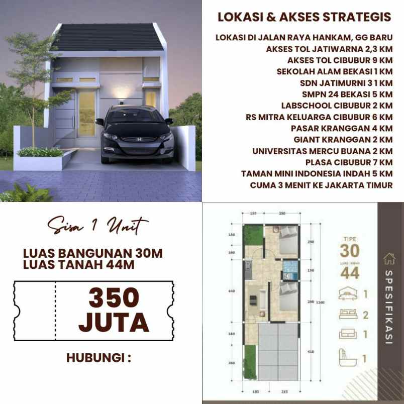 dijual rumah jatimurni pondok melati