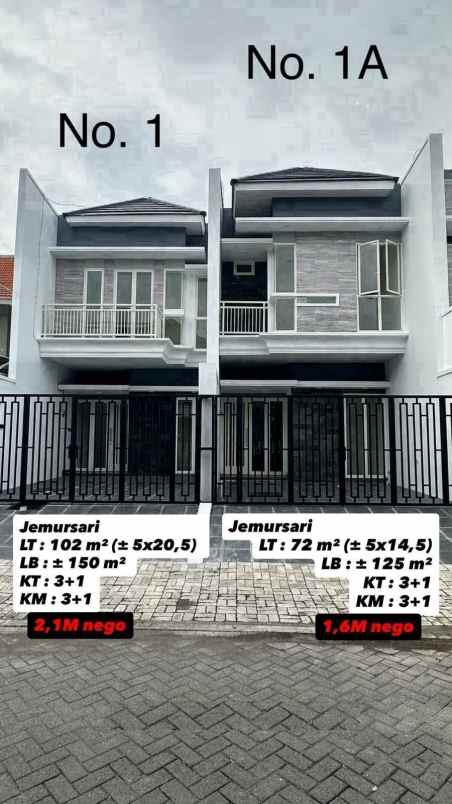 dijual rumah jemursari
