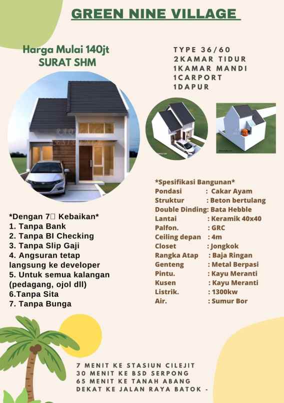 dijual rumah jl raya batok gang kidul