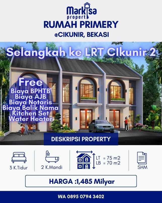 dijual rumah selangkah ke lrt cikunir 2