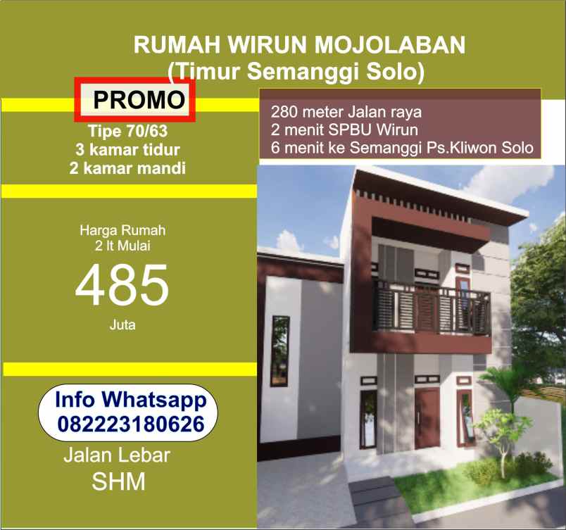 dijual rumah wirun mojolaban sukoharjo