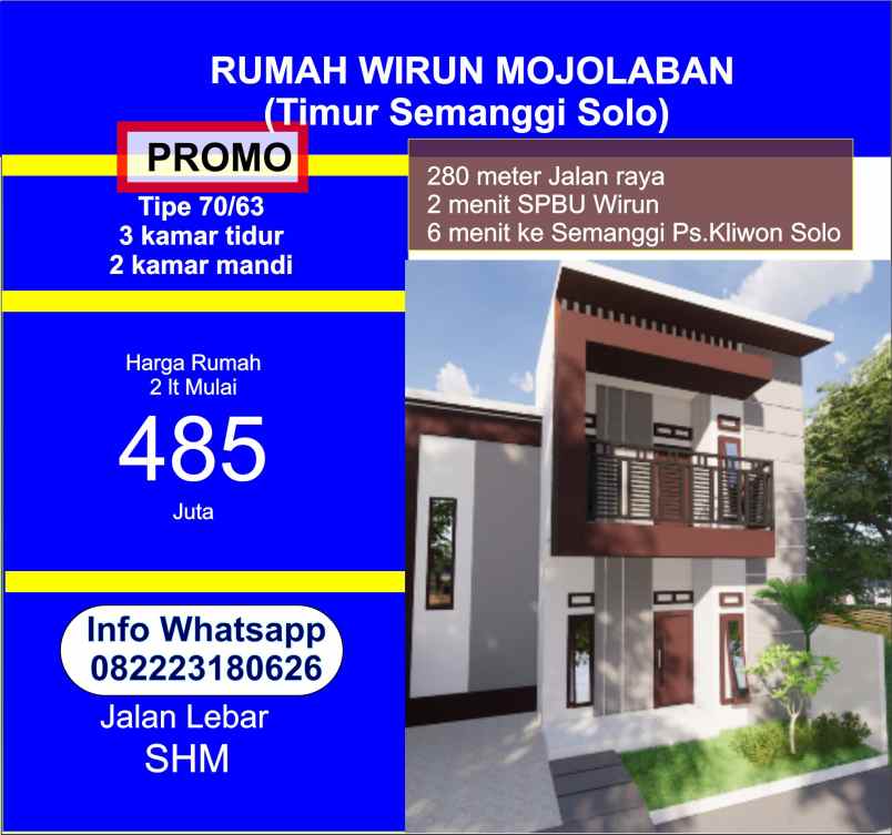 dijual rumah wirun mojolaban sukoharjo