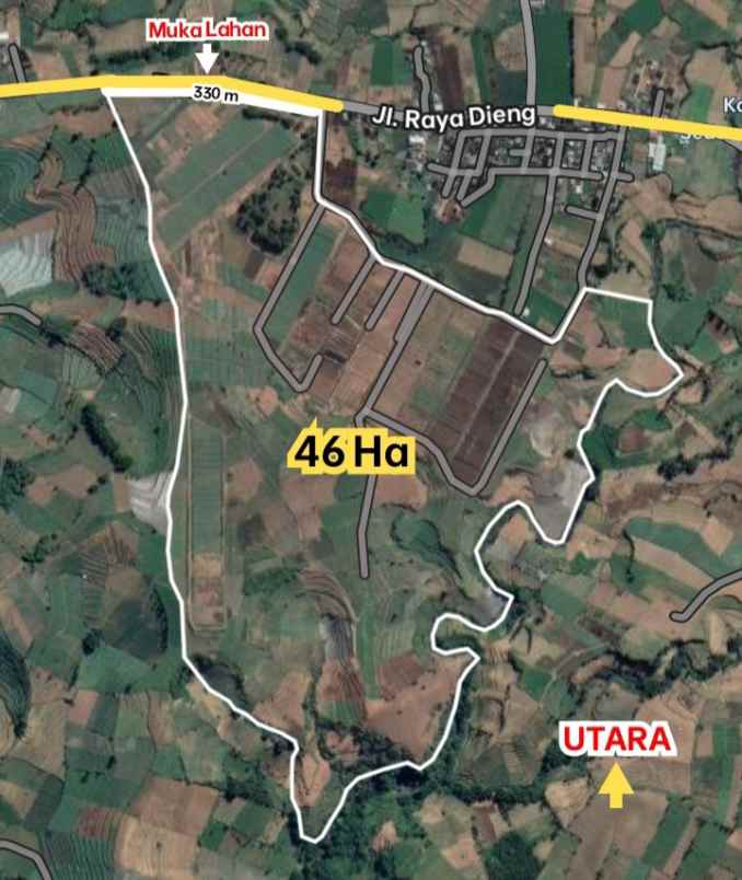 dijual tanah area wisata dieng