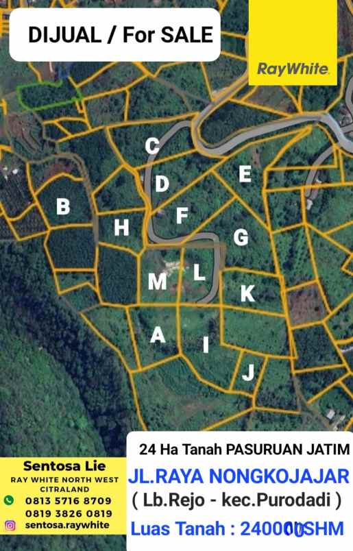 dijual tanah jalan raya nongkojajar