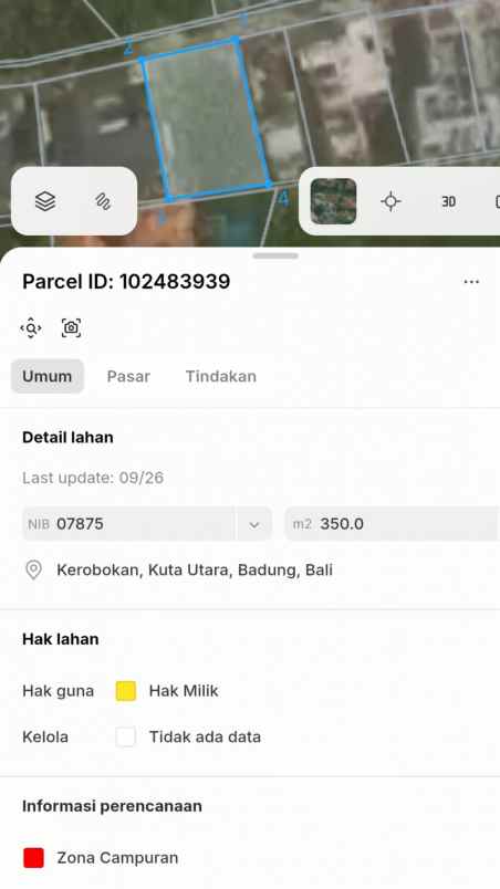 dijual tanah jl raya bumbak