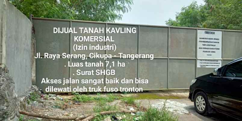 dijual tanah jl raya serang cikupa