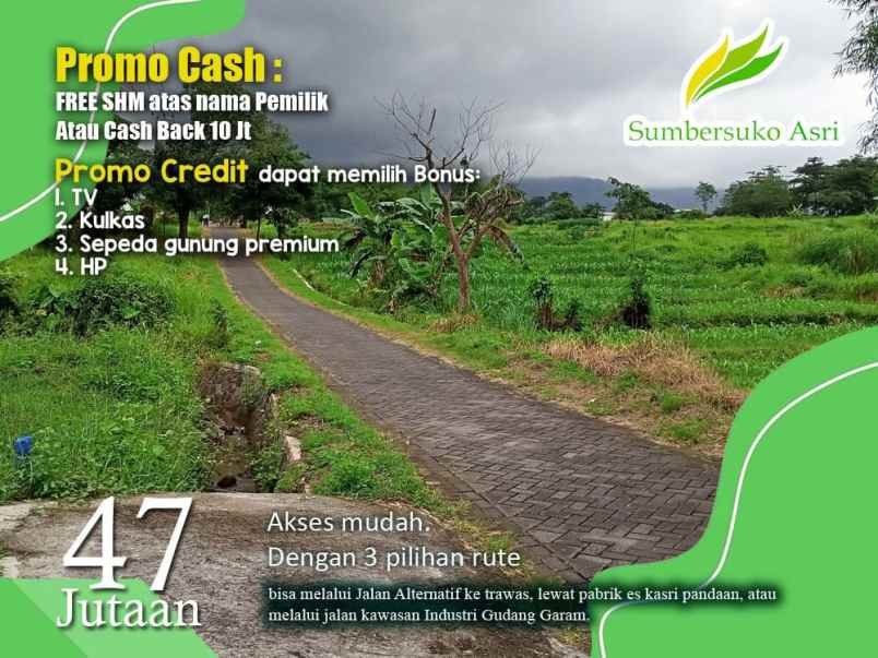 dijual tanah kemuning sumbersuko kec