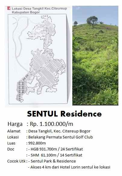 dijual tanah sentul