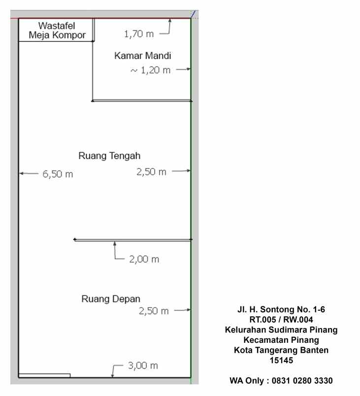 disewakan kost jl h sontong no 1 6 rt 005