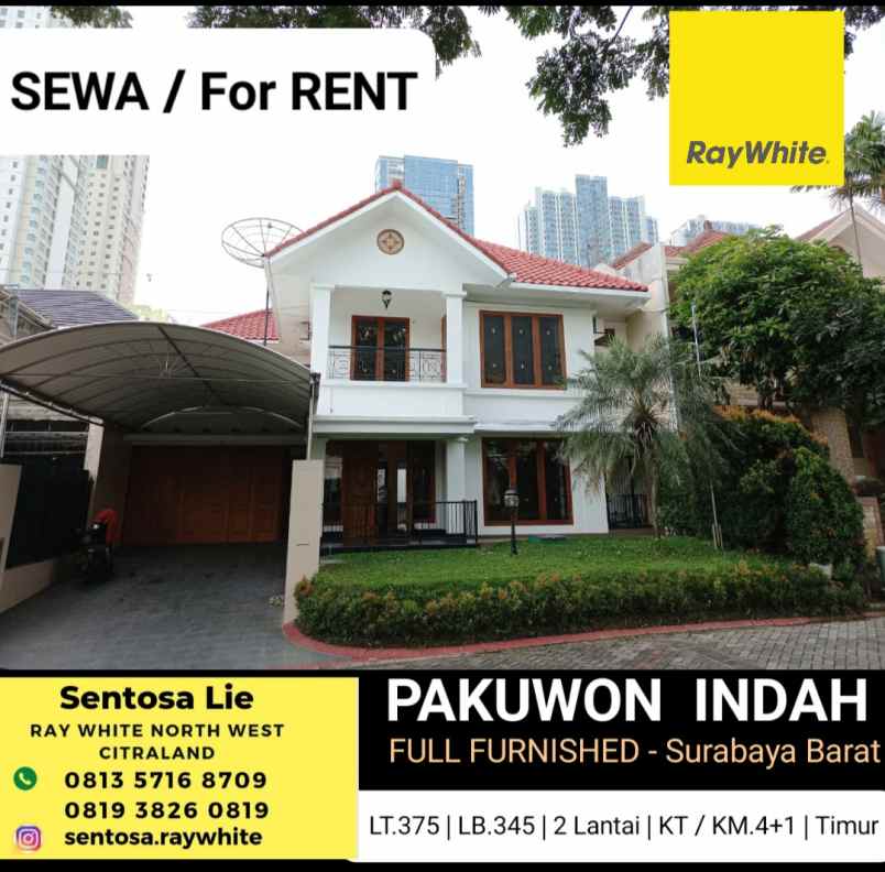 disewakan rumah jalan pakuwon indah