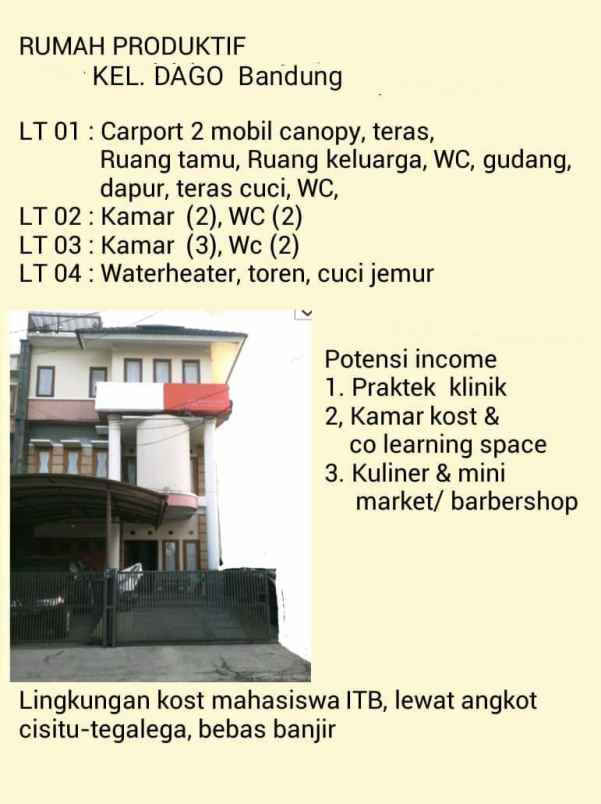 disewakan rumah produktif cisitu kel dago bandung
