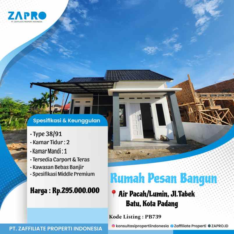 jual rumah di aie pacah padang