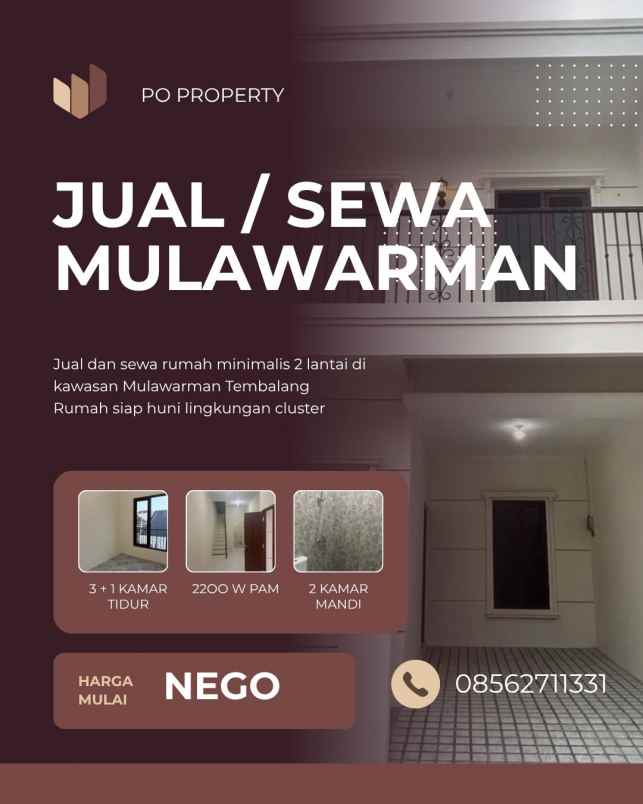 jual sewa rumah cluster borobudur mulawarman tembalang