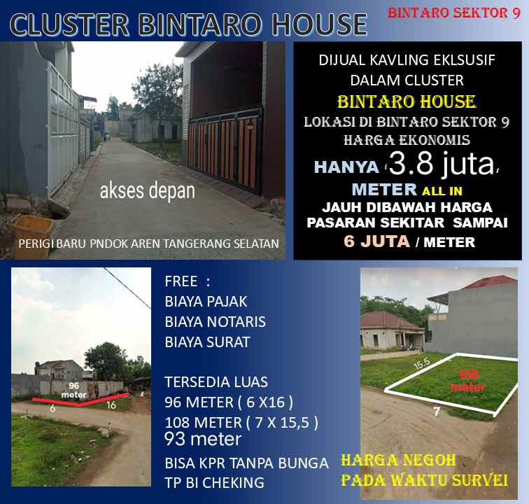 kavling murah dalam cluster dalam bintaro sektor 9
