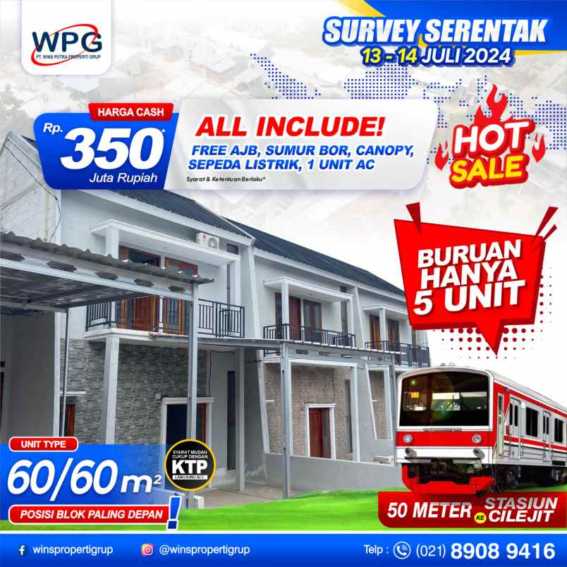 rumah 2 lantai harga 300 juta an deket stasiun kereta