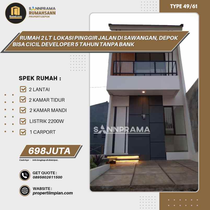 rumah 2 lantai murah pengasinan sawangan depok