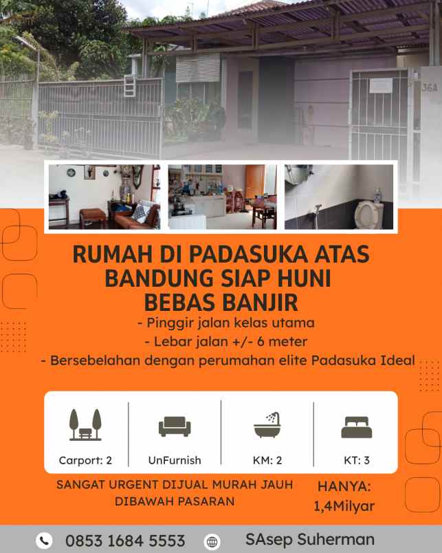 rumah di padasuka atas bandung siap huni bebas banjir