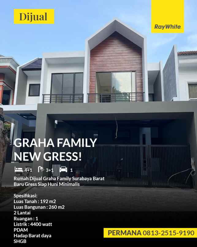 rumah dijual graha family surabaya barat baru gress