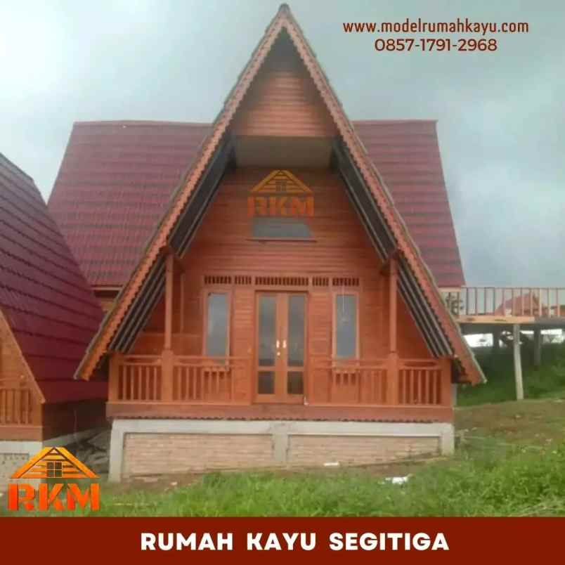 rumah kayu segitiga ukuran 5x6 meter 1 lantai