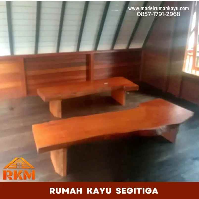 rumah kayu segitiga ukuran 5x6 meter 1 lantai