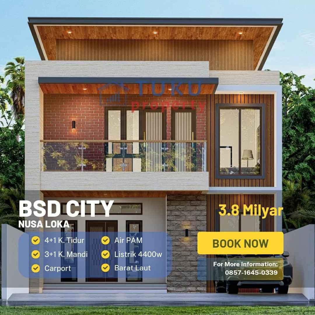 rumah modern minimalis bangunan baru di nusa loka bsd