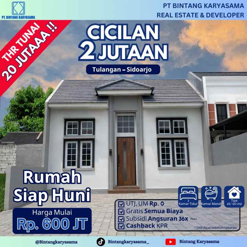 rumah sidoarjo tulangan mulai rp 550 jt an