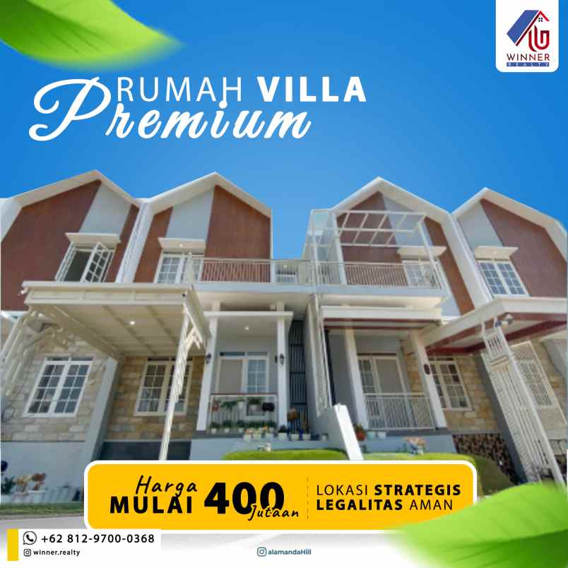 rumah villa premium 2 lantai view arjuna