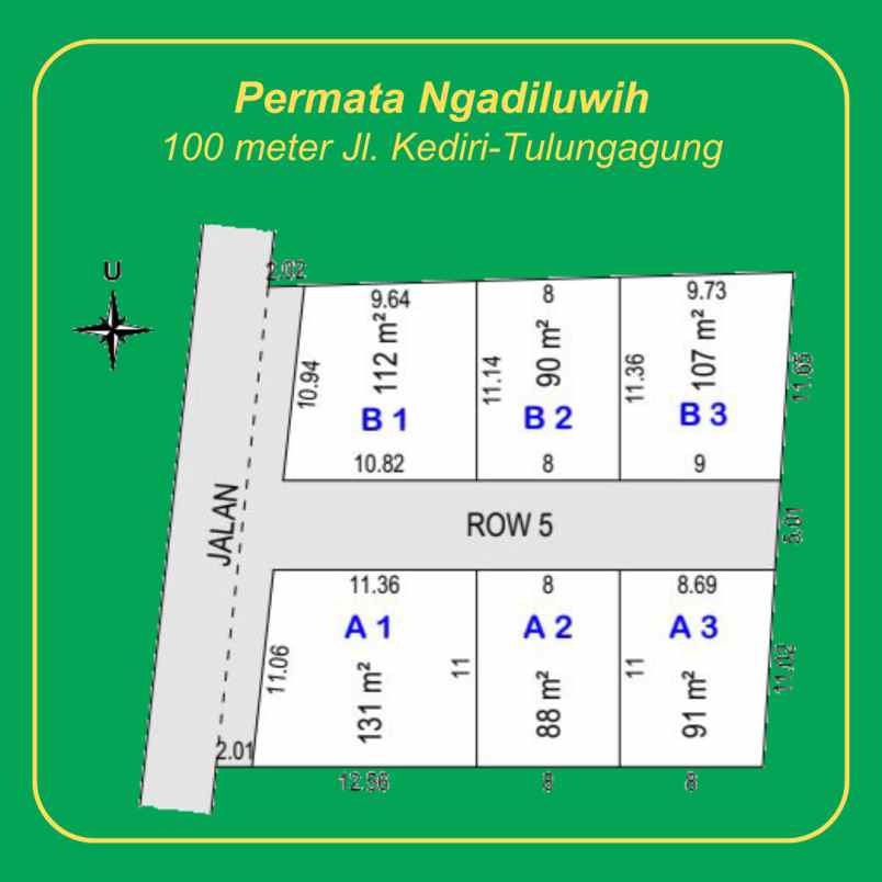 tanah dekat kecamatan ngadiluwih kediri terima shm