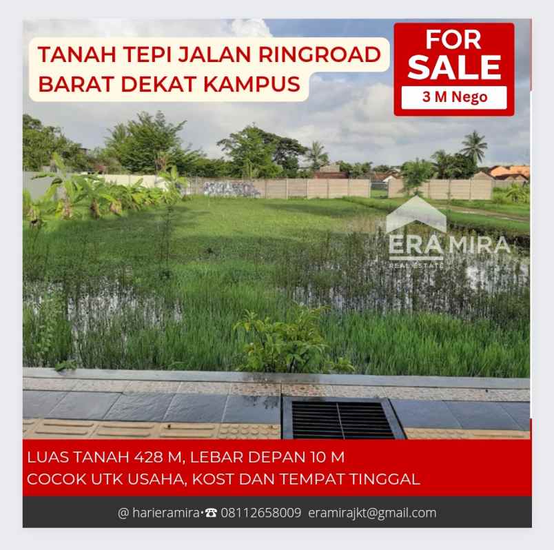 tanah tepi jalan ringroad barat dekat kampus alma ata